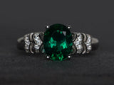 2.4ct Oval Cut Green Emerald Solitaire Split Shank Ring 14k White Gold Finish