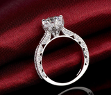 2Ct Round Cut Diamond Milgrain Vintage Engagement Ring 14K White Gold Finish