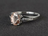 2.3ct Engagement Ring Oval Cut Peach Morganite Diamond Accent 14k WhiteGold Over