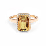 2.3ct Emerald Cut Simulated Citrine Halo Engagement Ring 14K Yellow Gold Plated