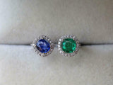 3ct Engagement Ring Cushion Cut Blue Sapphire Open Cuff 14k White Gold Finish