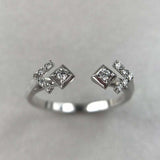 Open Cuff Minimalist Engagement Ring 1ct Round Cut Diamond 14k Rose Gold Finish