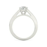 4Ct Emerald Cut Diamond Milgrain Round Accent Solitaire Ring 14K White Gold Over