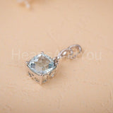 1ct Cushion Simulated Aquamarine Mother's Day Gift Pendant 14k White Gold Plated