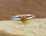 0.5ct Engagement Ring Oval Cut Yellow Citrine Minimalist 14k White Gold Finish