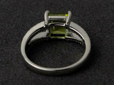 2.2ct Engagement Ring Asscher Cut Green Peridot Split Shank 14k WhiteGold Finish