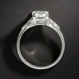 1ct Emerald Cut Diamond Trillion Solitaire Engagement Ring 14k White Gold Finish