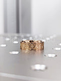 0.01ct Round Cut Moissanite Anniversary Floral Wedding Band 14k Rose Gold Plated