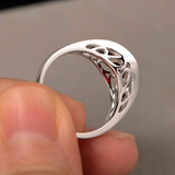 1ct Round Cut Red Garnet Split Shank Promise Engagement Ring 14k White Gold Over