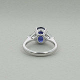 2ct Oval Cut Blue Sapphire Engagement Ring Solitaire Trilogy 14k White Gold Over