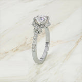 4Ct Round Cut Diamond Stylish Knot Accent Engagement Ring 14K White Gold Finish