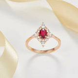 1ct Oval Cut Pink Ruby Engagement Ring Cluster Diamond Halo 14k Rose Gold Finish