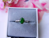 3Ct Oval Cut Green Emerald Diamond Bridal Set Crown Band 14K White Gold Finish
