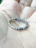 2ct Baguette Round Blue Sapphire Half Eternity Wedding Band 14k White Gold Over