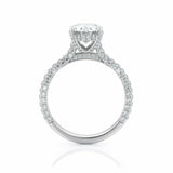 5Ct Oval Cut VVS1 Diamond Accent Hidden Halo Engagement Ring 14K White Gold Over