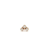 0.4ct Round Cut VVS1 Diamond Trilogy Minimalist Stud Earrings 14k Rose Gold Over