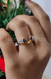 0.2ct Marquise Cut Simulated Sapphire Ring Guard Stylish 14k White Gold Plated