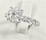 2.25ct Round Cut Moissanite Solitaire with Accents Ring 14k White Gold Plated