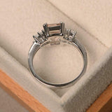 2ct Emerald Cut Peach Morganite Solitaire with Accents Ring 14k WhiteGold Finish