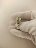 3ct Engagement Ring Oval Cut Green Peridot Filigree Cocktail 14k White Gold Over