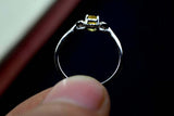 0.3ct Engagement Ring Oval Cut Yellow Sapphire Three Stone 14k White Gold Finish