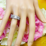 Antique Bridal Set Engagement Ring 3ct Round Cut Diamond 14k White Gold Finish