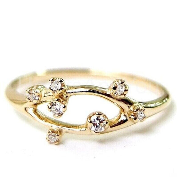 0.12ct Round Cut Moissanite Split Shank Twig Engage Ring 14k Yellow Gold Plated