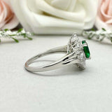2.2ct Engagement Ring Round Cut Emerald Ballerina Sunburst 14k White Gold Finish