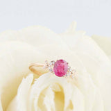 1.2ct Oval Cut Pink Ruby Solitaire Butterfly Accents Ring 14k Yellow Gold Finish