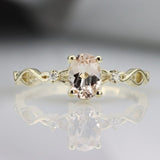 1ct Oval Cut Simulated Morganite Trilogy Engagement Ring 14k Yellow Gold Plated