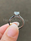 0.3ct Round Cut Moissanite Hidden Halo Engagement Ring 14k White Gold Plated