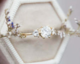 Trillion Accents Trilogy Engagement Ring 1.6ct Round Diamond 14k YellowGold Over