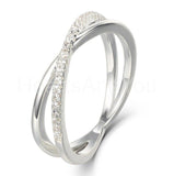 0.5ct Round Cut Moissanite Cross X Double Band Women Ring 14k White Gold Plated