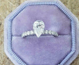 2.5ct Clear Pear Diamond Accent Solitaire Engagement Ring 14k Yellow Gold Finish