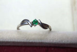 0.25ct Engagement Ring Round Cut Green Emerald Swirl Twist 14k White Gold Finish