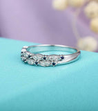 Half Eternity Wedding Band 1.5ct Round Cut Diamond Sapphire 14k WhiteGold Finish