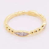 0.3ct Round Cut Moissanite Beaded Milgrain Wedding Band 14k Yellow Gold Plated