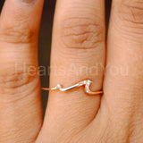 0.07ct Round Cut Moissanite Wave Dainty Engagement Ring 14K Rose Gold Plated