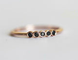1ct Round Black Diamond Engagement Ring 5 Stone Minimalist 14k Rose Gold Finish