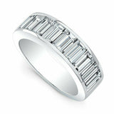 5.5ct Emerald Cut Elegant Diamond Half Eternity Wedding Band 18K White Gold Over