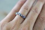 1ct Baguette Cut Blue Sapphire Wedding Band 14k RoseGold Finish Stackable Design