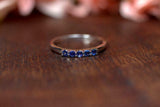 0.3ct Wedding Ring Band Round Cut Blue Sapphire Minimalist 14k White Gold Finish