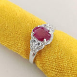 2ct Engagement Ring Oval Cut Pink Ruby Cluster Halo 14k White Gold Finish