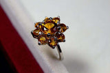 2.25ct Engagement Ring Round Cut Yellow Citrine Floral Halo 14k WhiteGold Finish