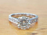 2.2ct Round Cut Diamond Accent Solitaire Engagement Ring 14k White Gold Finish