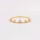 0.2ct Round Cut Moissanite Minimal Crown Engagement Ring 14k Yellow Gold Plated