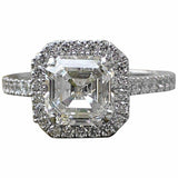 2.5Ct Asscher Cut Diamond Halo Engagement Ring 14K White Gold Finish with Accent