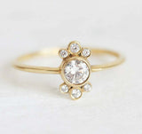 0.25ct Round Cut Diamond Engagement Ring 14k Yellow Gold Finish Flower Cluster