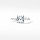 2Ct Cushion Cut Diamond Rope Band Solitaire Engagement Ring 14K White Gold Over