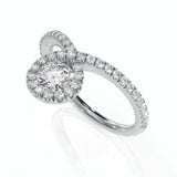 1.6ct Round Cut Diamond Engagement Ring Halo Solitaire 14k White Gold Finish